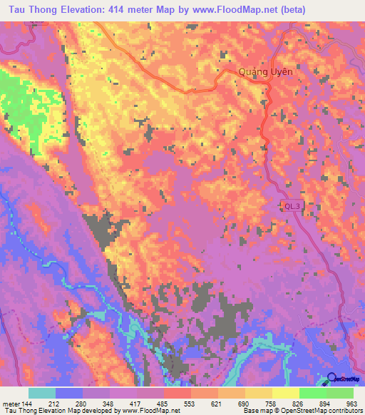 Tau Thong,Vietnam Elevation Map