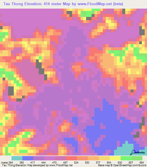 Tau Thong,Vietnam Elevation Map