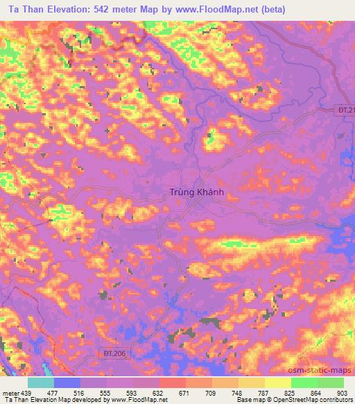 Ta Than,Vietnam Elevation Map