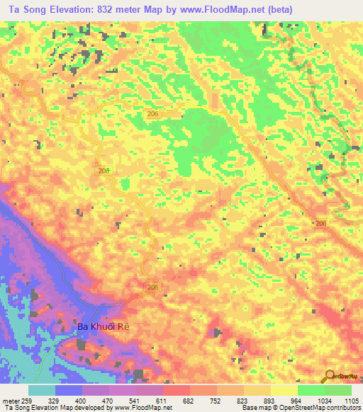 Ta Song,Vietnam Elevation Map