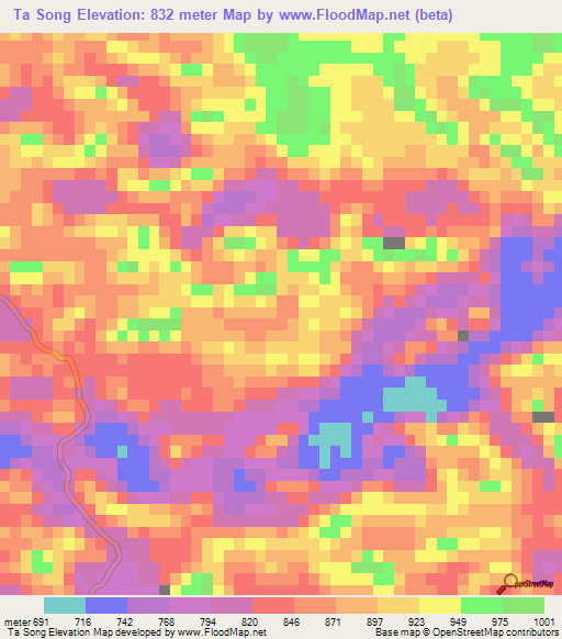 Ta Song,Vietnam Elevation Map