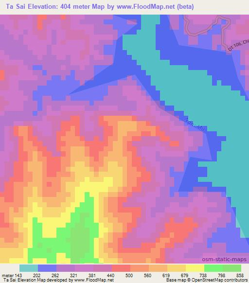 Ta Sai,Vietnam Elevation Map