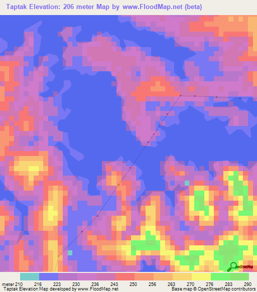 Taptak,Vietnam Elevation Map