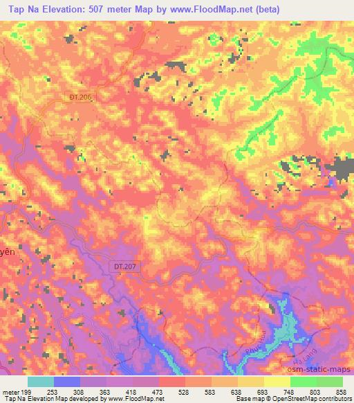 Tap Na,Vietnam Elevation Map