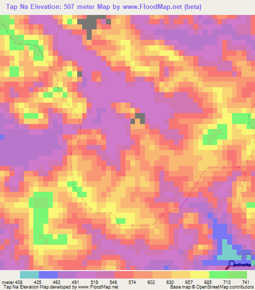 Tap Na,Vietnam Elevation Map