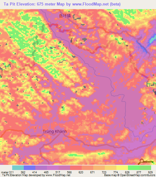 Ta Pit,Vietnam Elevation Map