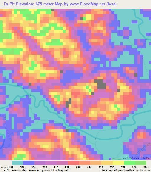 Ta Pit,Vietnam Elevation Map