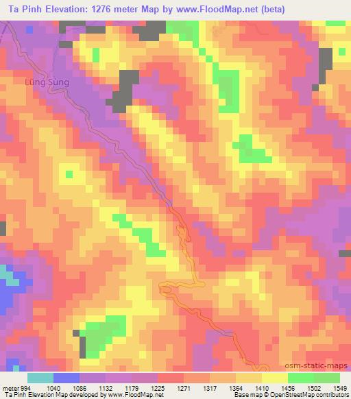 Ta Pinh,Vietnam Elevation Map