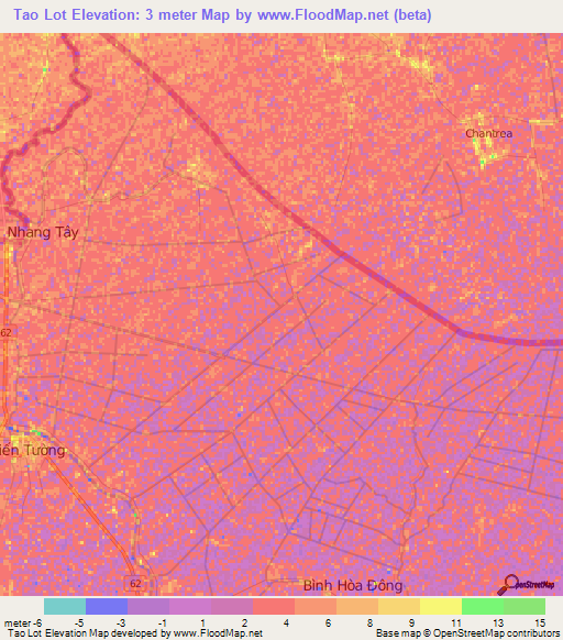 Tao Lot,Vietnam Elevation Map