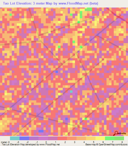 Tao Lot,Vietnam Elevation Map