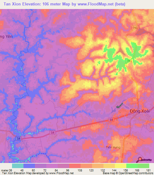 Tan Xion,Vietnam Elevation Map