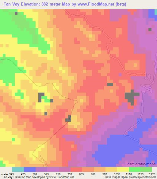 Tan Vay,Vietnam Elevation Map