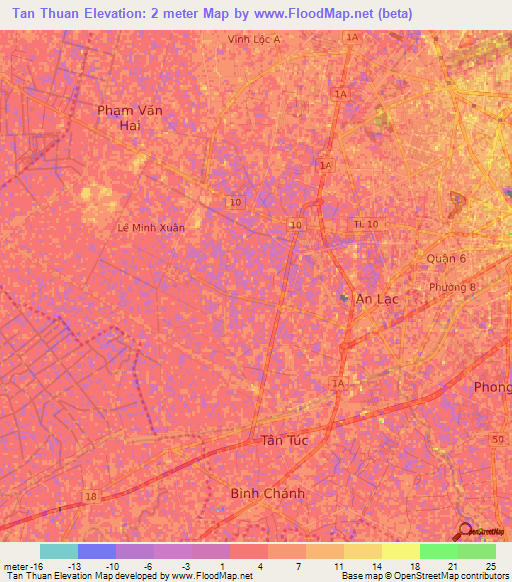 Tan Thuan,Vietnam Elevation Map