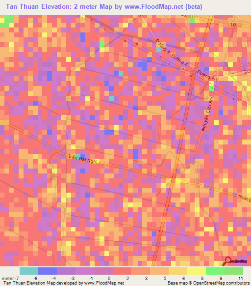 Tan Thuan,Vietnam Elevation Map