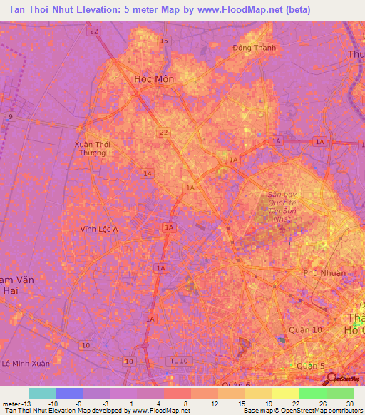 Tan Thoi Nhut,Vietnam Elevation Map