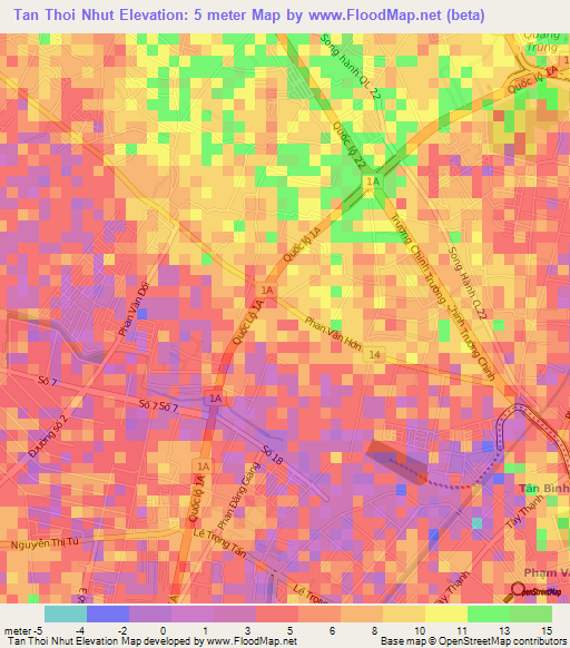 Tan Thoi Nhut,Vietnam Elevation Map