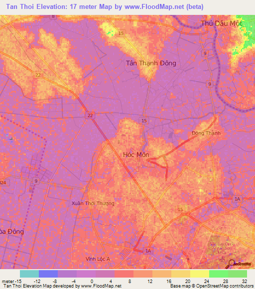 Tan Thoi,Vietnam Elevation Map