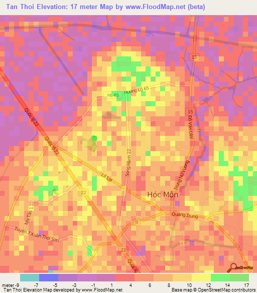 Tan Thoi,Vietnam Elevation Map