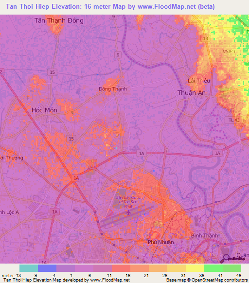 Tan Thoi Hiep,Vietnam Elevation Map