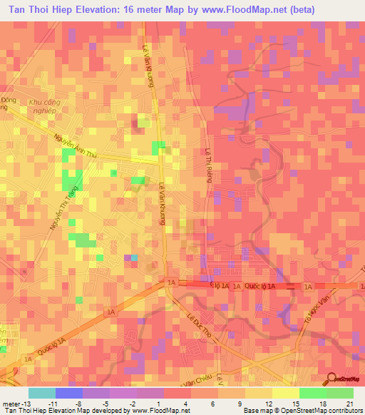 Tan Thoi Hiep,Vietnam Elevation Map