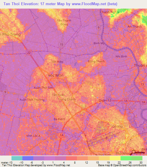 Tan Thoi,Vietnam Elevation Map