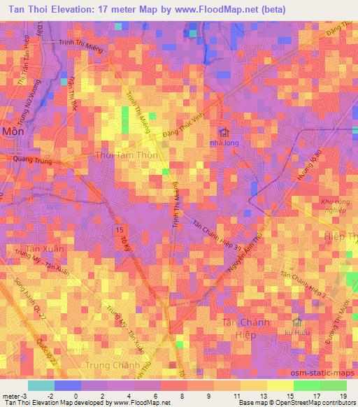 Tan Thoi,Vietnam Elevation Map