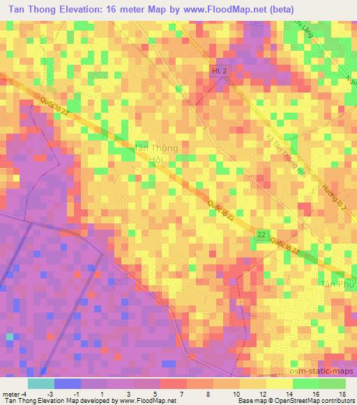 Tan Thong,Vietnam Elevation Map