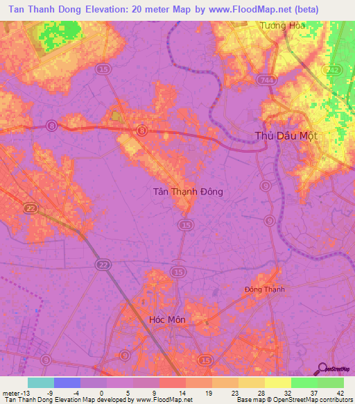 Tan Thanh Dong,Vietnam Elevation Map