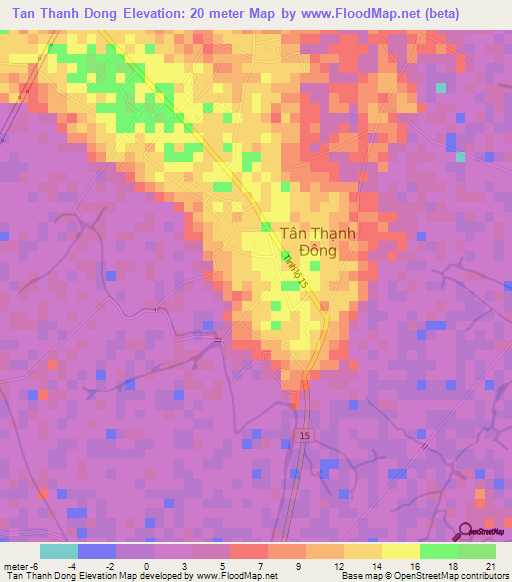 Tan Thanh Dong,Vietnam Elevation Map