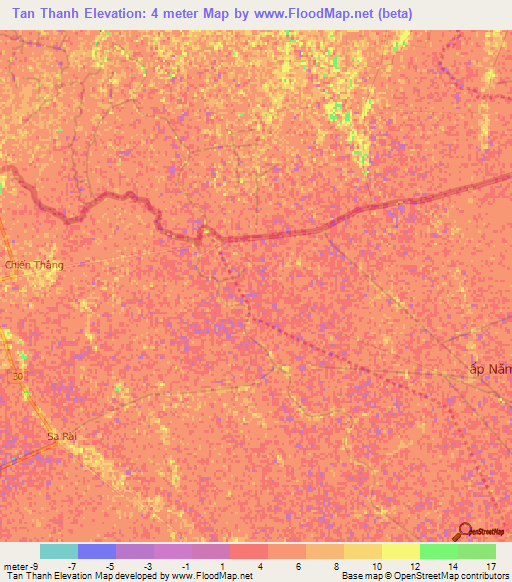 Tan Thanh,Vietnam Elevation Map