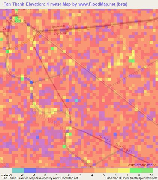 Tan Thanh,Vietnam Elevation Map