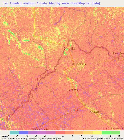 Tan Thanh,Vietnam Elevation Map