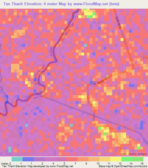 Tan Thanh,Vietnam Elevation Map