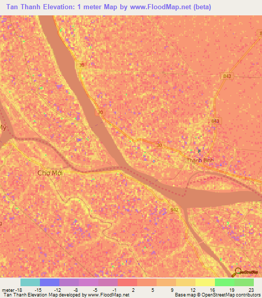 Tan Thanh,Vietnam Elevation Map