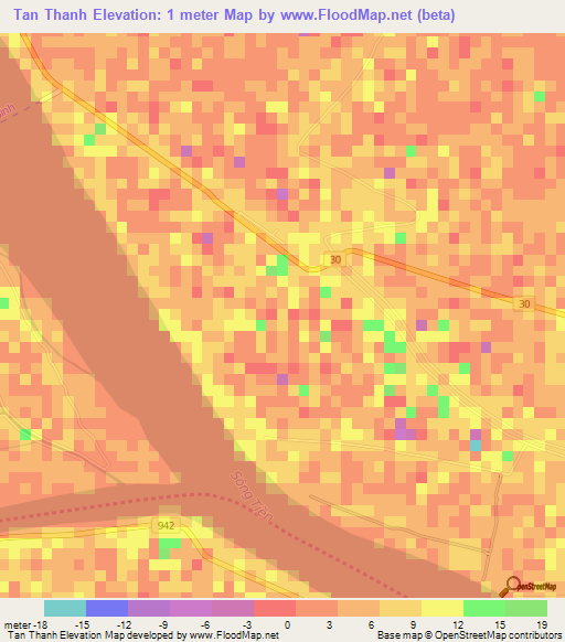 Tan Thanh,Vietnam Elevation Map