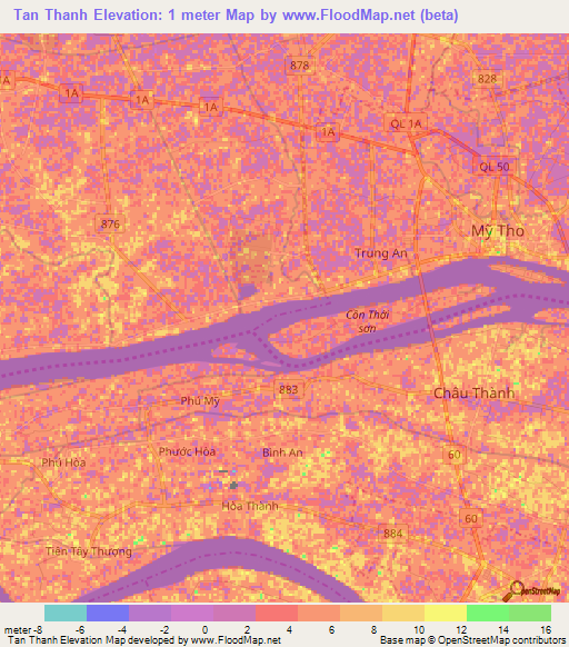 Tan Thanh,Vietnam Elevation Map