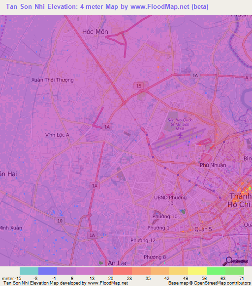 Tan Son Nhi,Vietnam Elevation Map