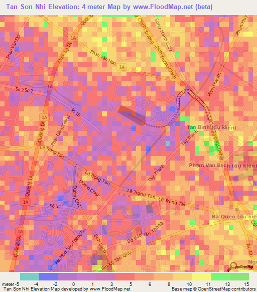 Tan Son Nhi,Vietnam Elevation Map