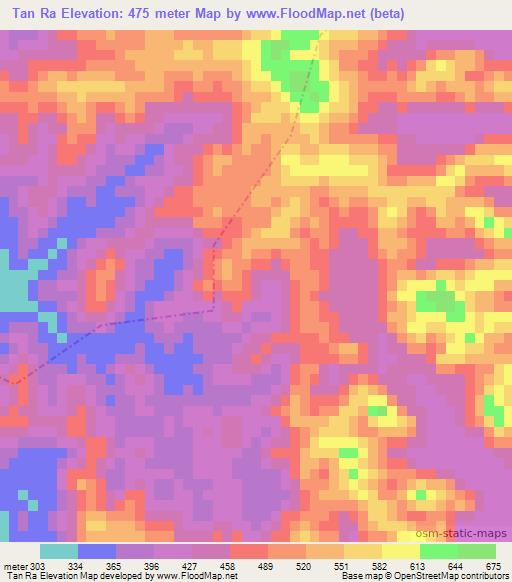 Tan Ra,Vietnam Elevation Map