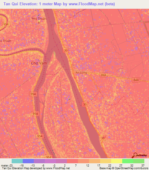 Tan Qui,Vietnam Elevation Map