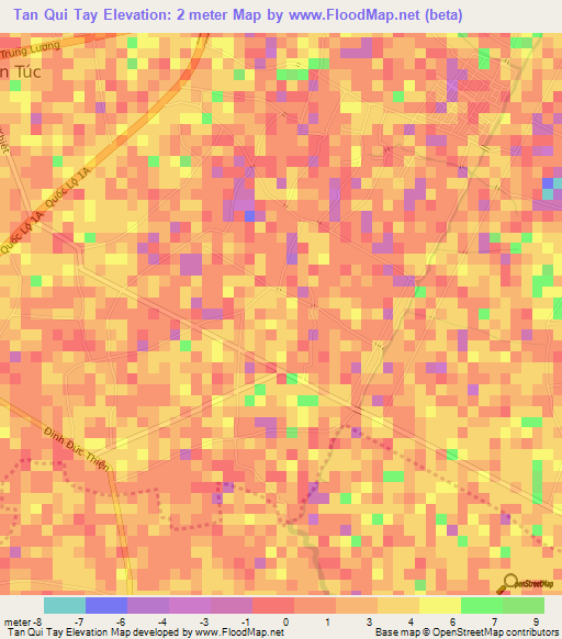 Tan Qui Tay,Vietnam Elevation Map