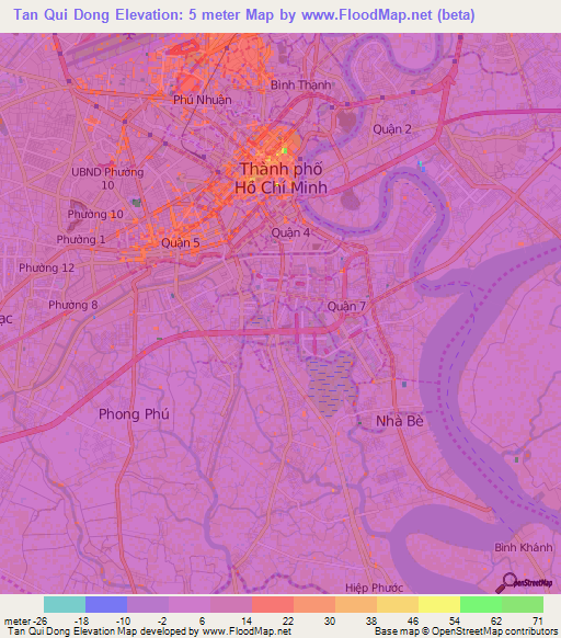 Tan Qui Dong,Vietnam Elevation Map