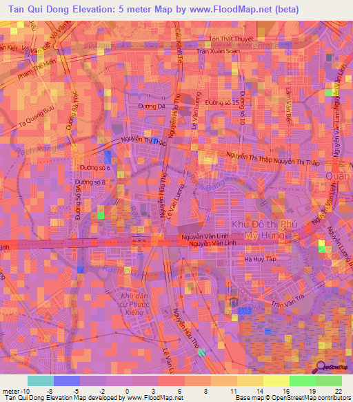 Tan Qui Dong,Vietnam Elevation Map