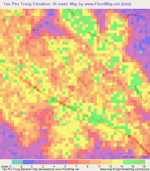 Tan Phu Trung,Vietnam Elevation Map