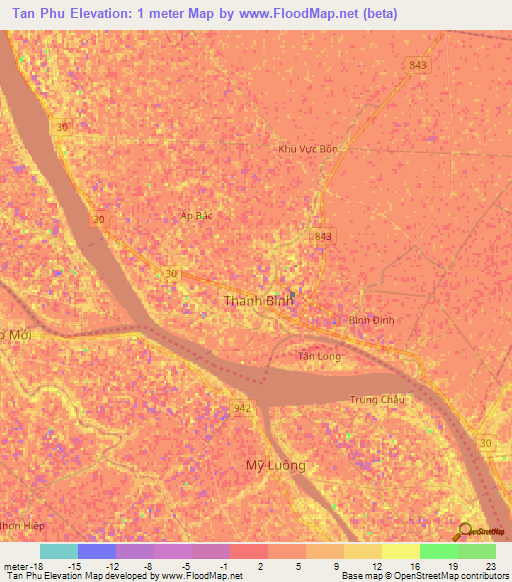 Tan Phu,Vietnam Elevation Map