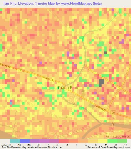 Tan Phu,Vietnam Elevation Map