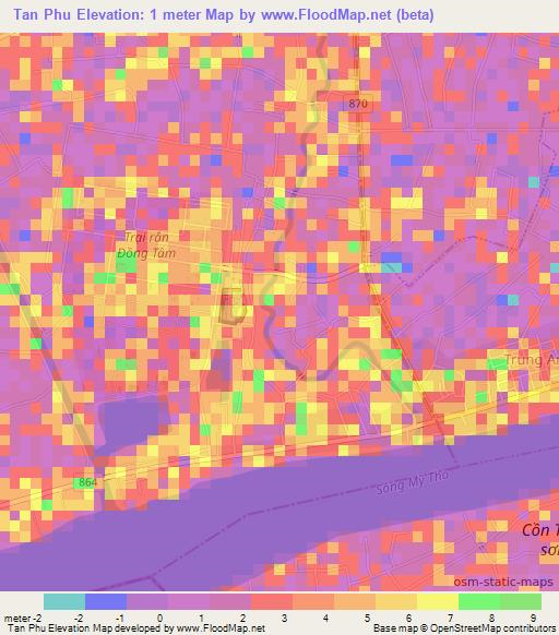 Tan Phu,Vietnam Elevation Map