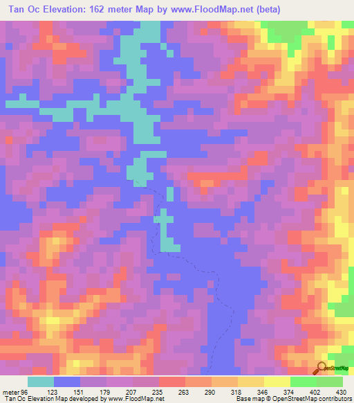 Tan Oc,Vietnam Elevation Map