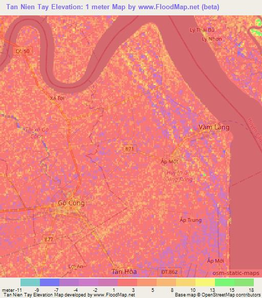 Tan Nien Tay,Vietnam Elevation Map