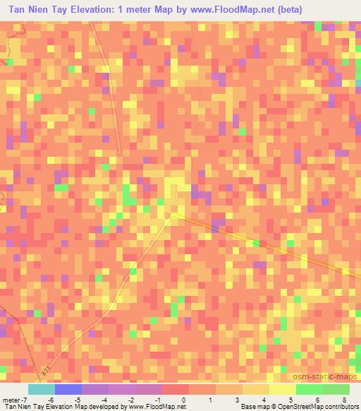 Tan Nien Tay,Vietnam Elevation Map